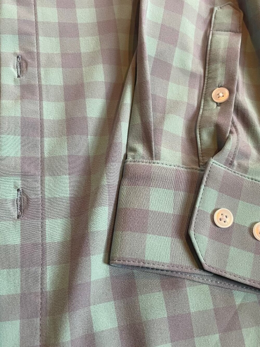 Mint and Mauve Buffalo Check Button-Up Shirt L Trim Fit Mizzen+ Main